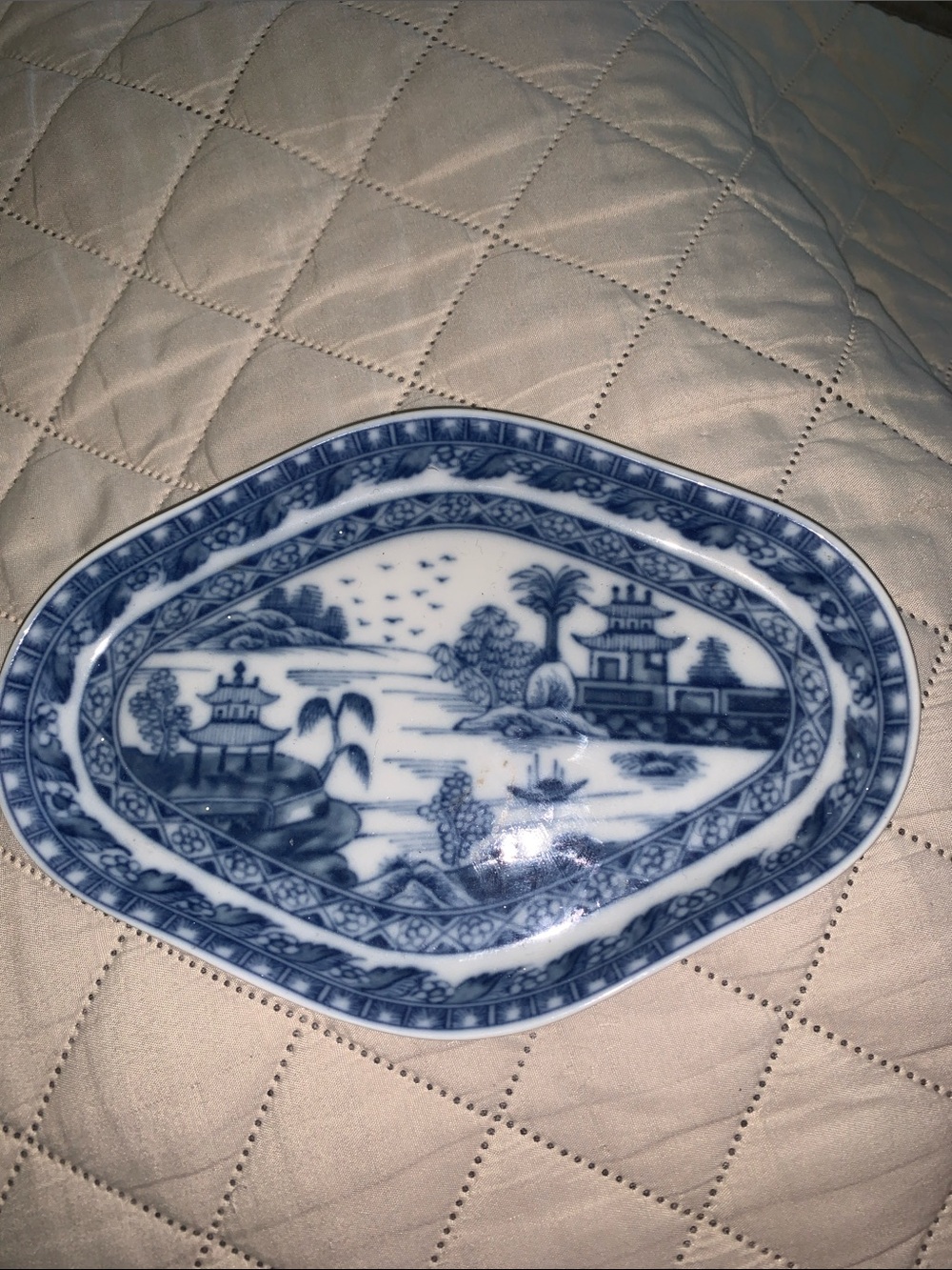 Mottahedeh Vista Alegre Charleston Blue Canton Chinoiserie Relish Trinket Plate